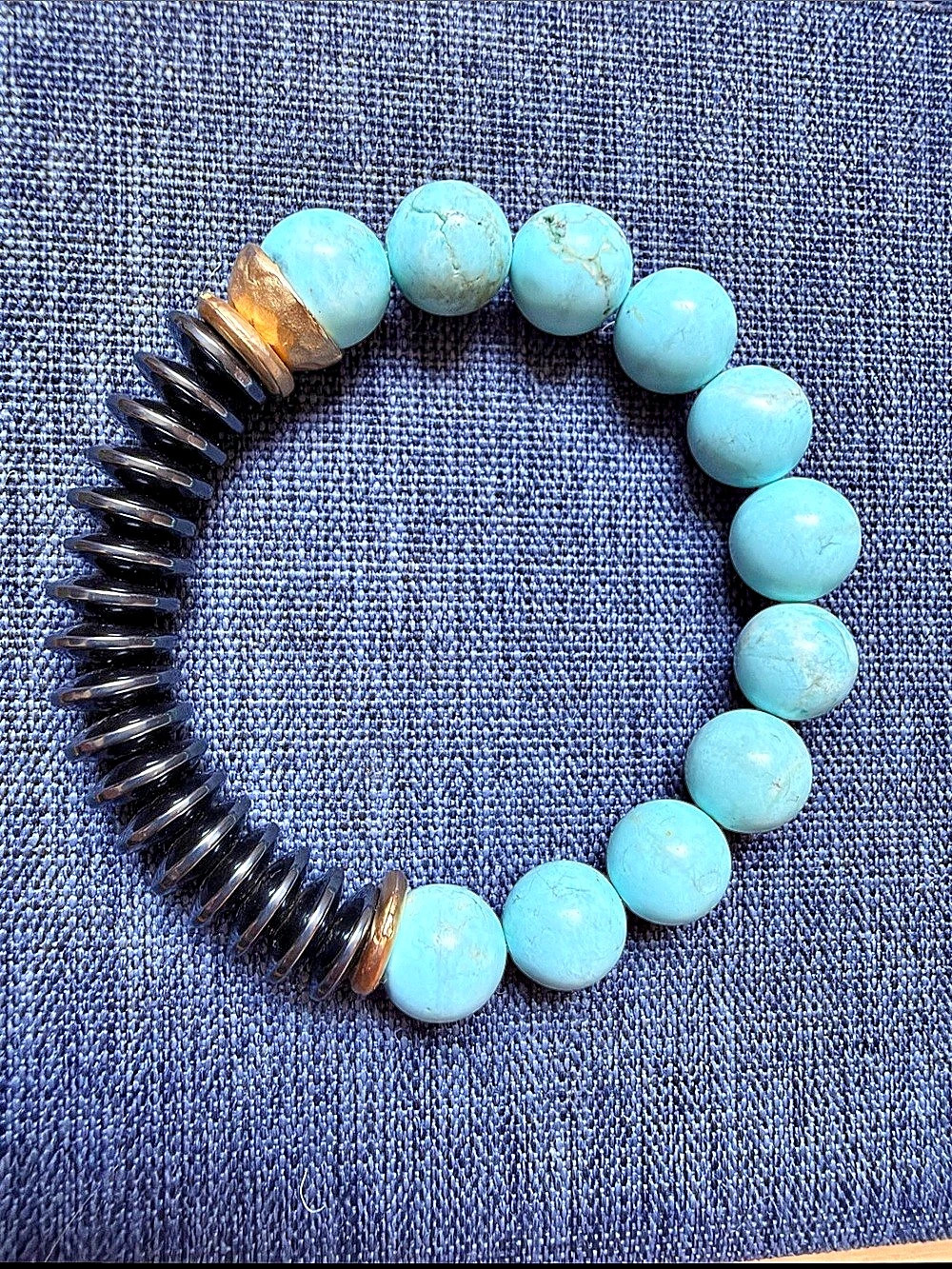 Turquoise & Black Beaded Bracelet